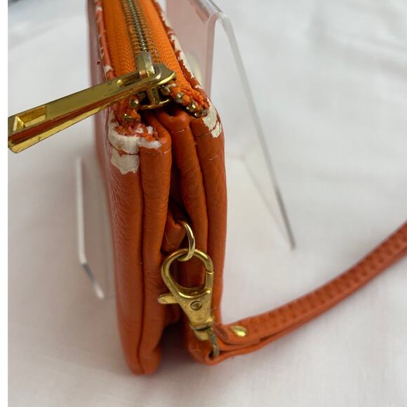 Tory Burch Orange Wristlet with Gold Logo - Picture 5 of 5